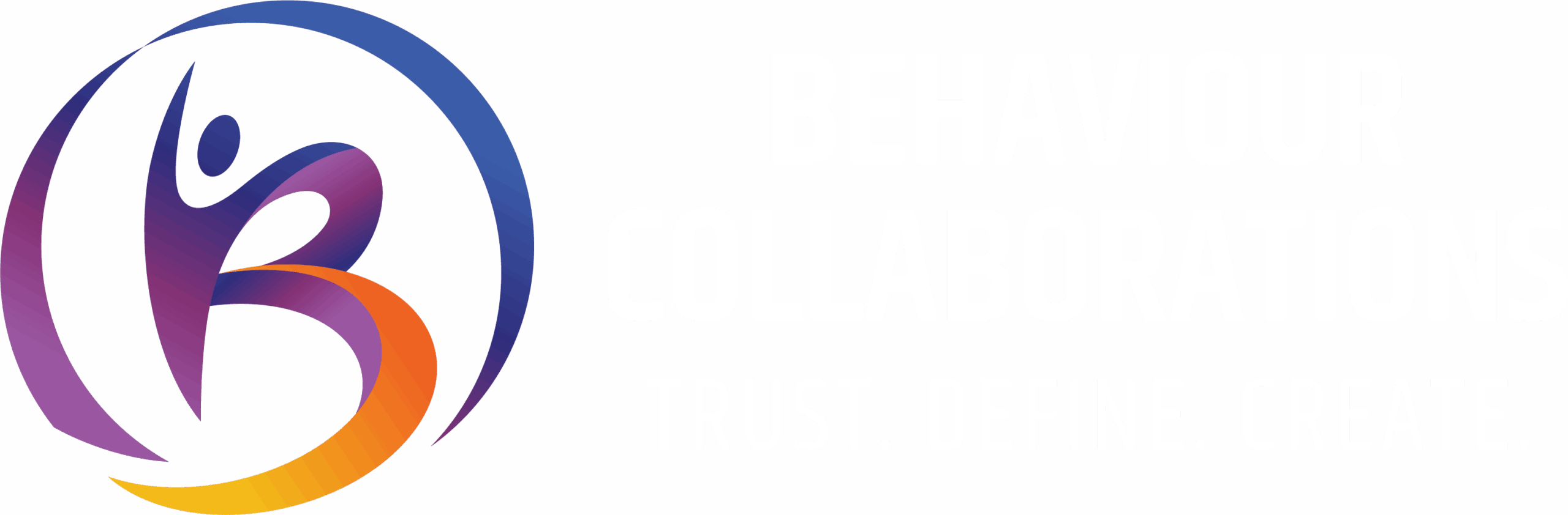 A stylized letter "B" in purple, blue, and orange is surrounded by a partial circular swoosh. There is faint, barely visible white text to the right of the logo.