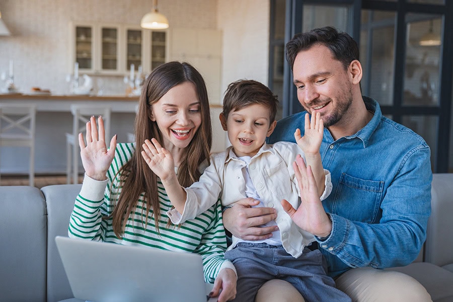 joining a telehealth behaviour support session alongside a family member.